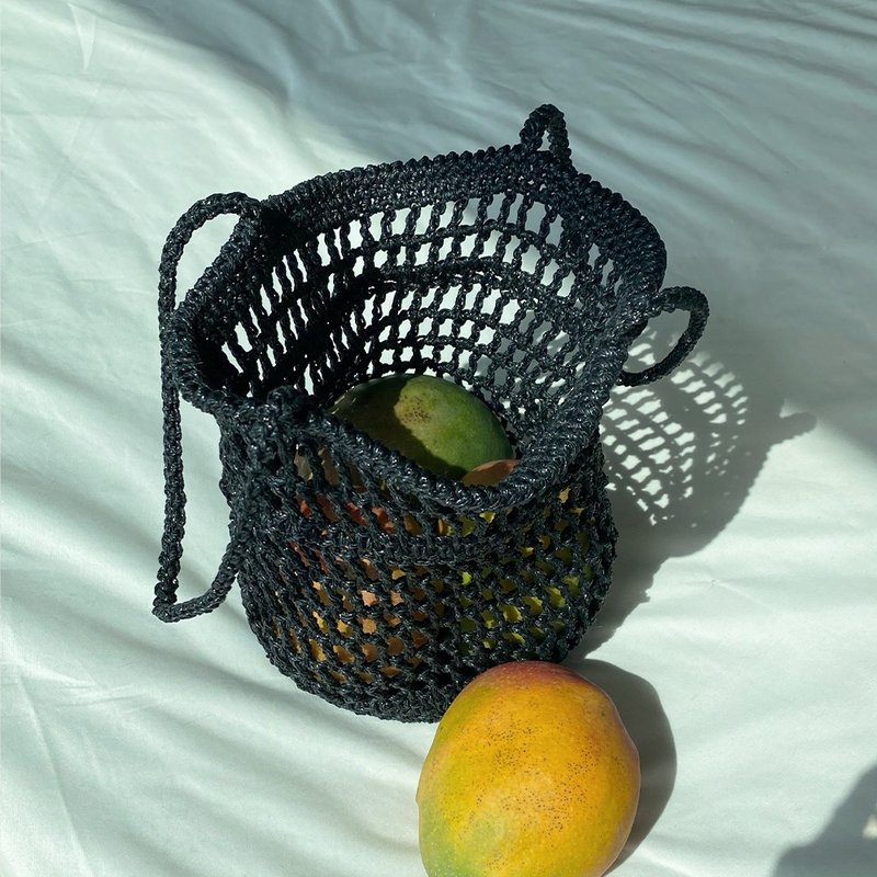 黑色夏季度假沙滩网袋手提包 - 手提包/手提袋 - 聚酯纤维 黑色