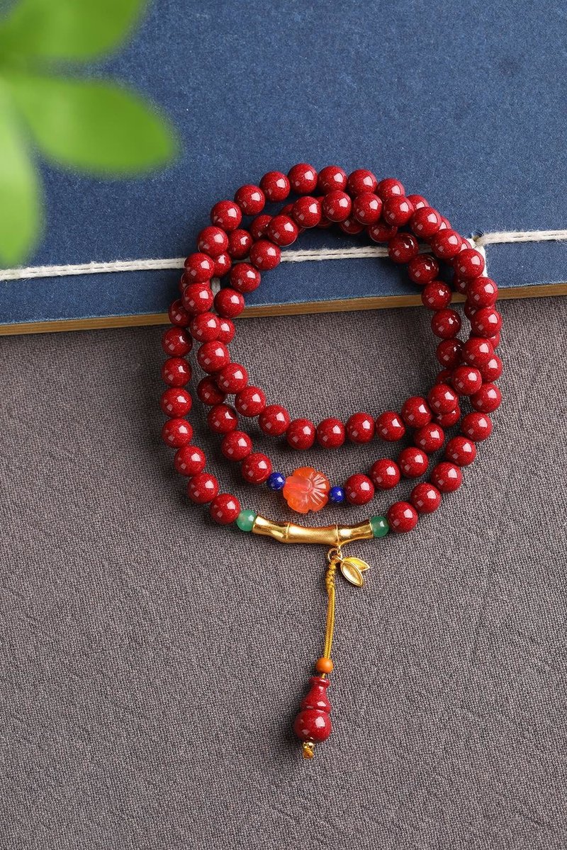 天然原矿朱砂精品紫金砂三圈手链 朱砂含量高达95%以上 - 手链/手环 - 宝石 