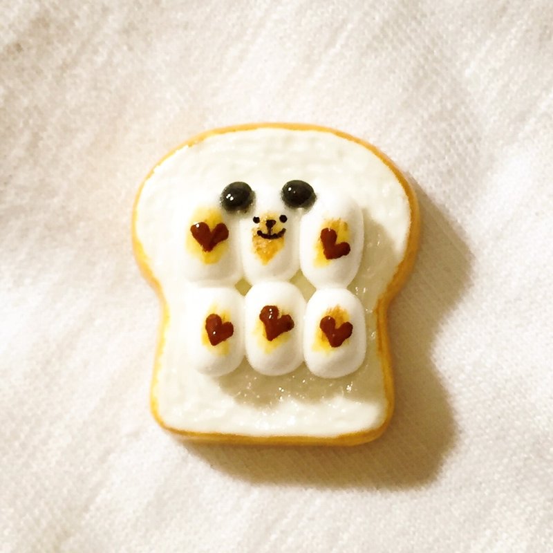 QQ猫熊巧克力棉花糖吐司磁铁 - 冰箱贴/磁贴 - 粘土 多色