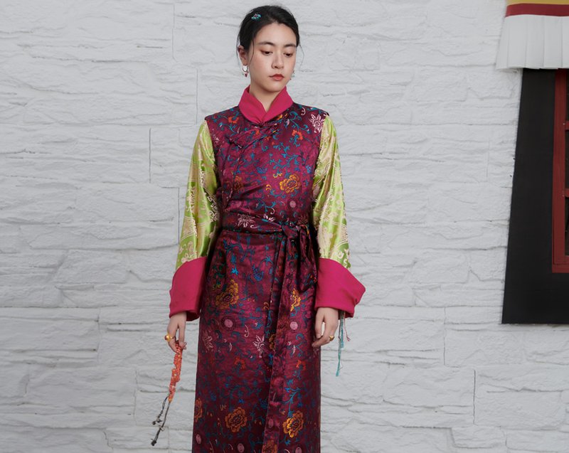 【锦心】新中式复古藏风/华丽织锦缎内搭/背心长裙 - 洋装/连衣裙 - 其他材质 多色