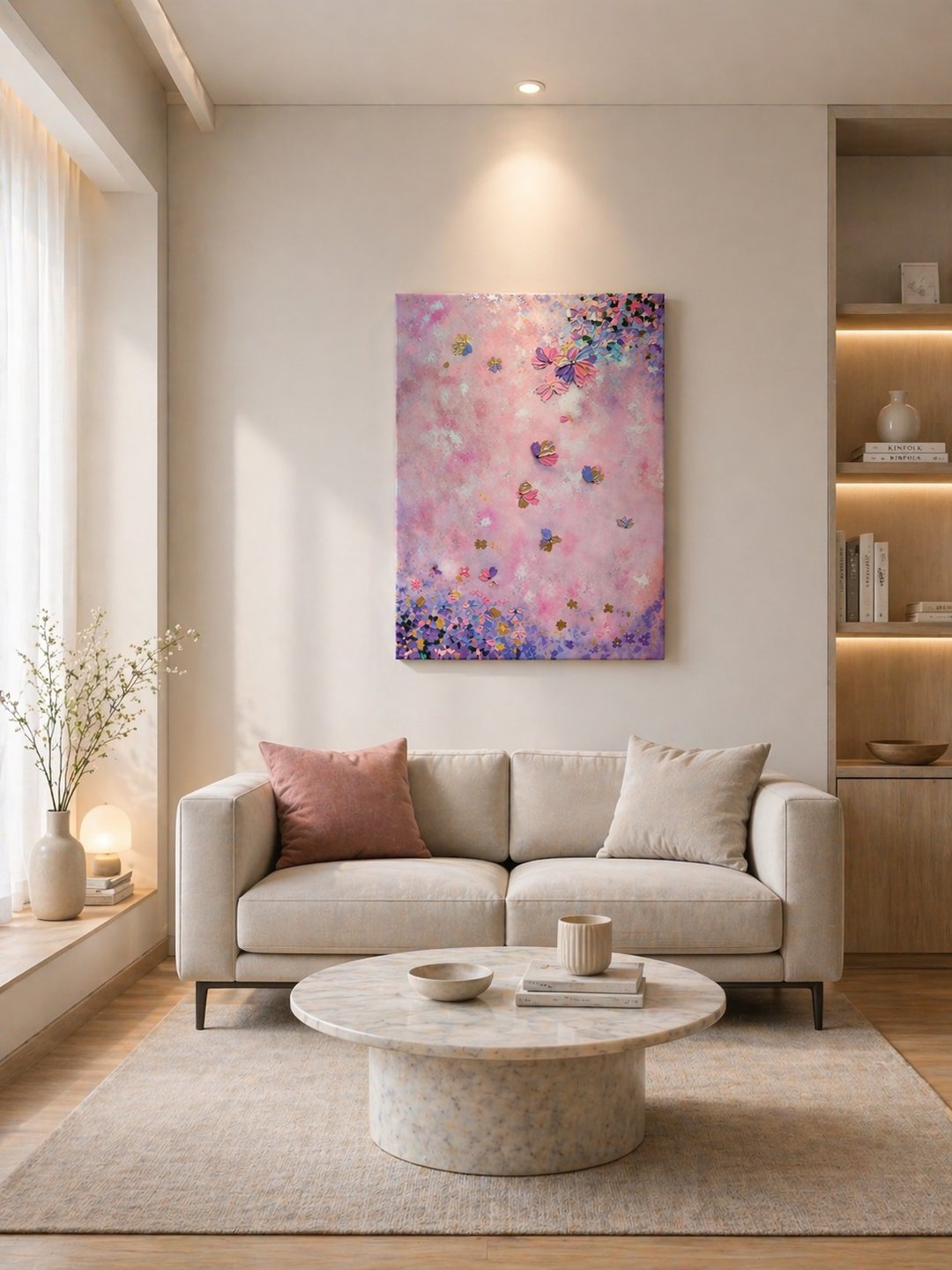 【在花季里】粉色花卉抽象画挂画  50×70cm  大尺寸定制画订制 - 海报/装饰画/版画 - 棉 