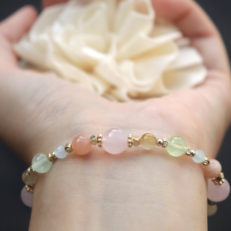 粉晶-太阳石-海蓝宝-葡萄石-钛晶-招财-水晶手链 - 手链/手环 - 水晶 多色