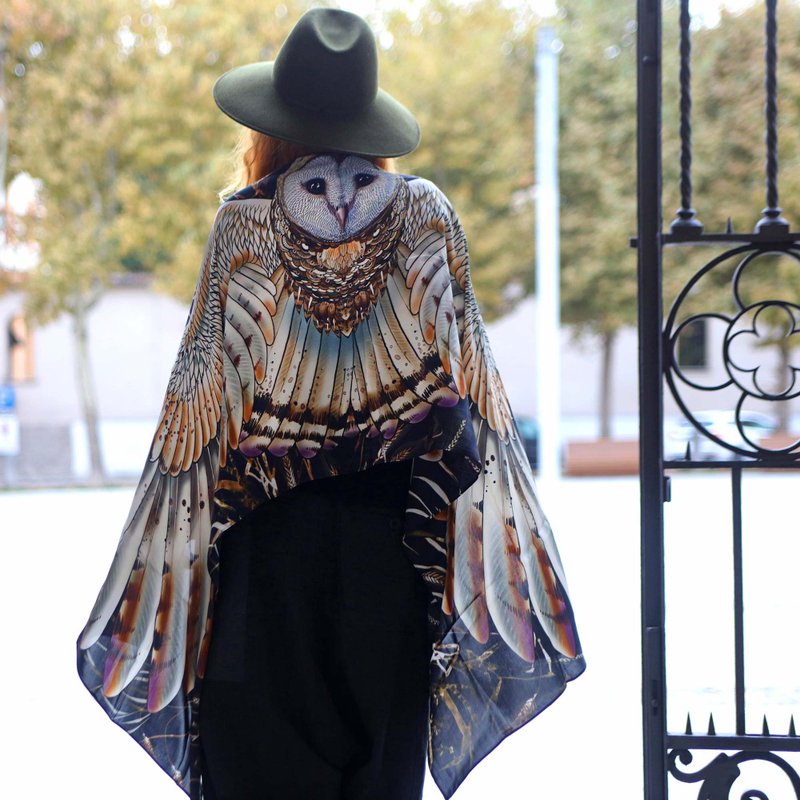 Wheat Barn Owl - cotton - 丝巾 - 棉．麻 