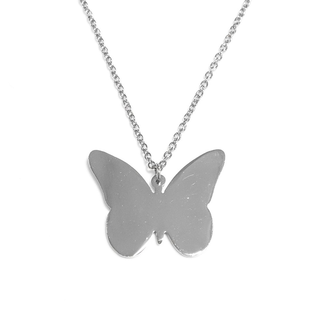 Abstract butterfly pendant - 项链 - 其他金属 银色