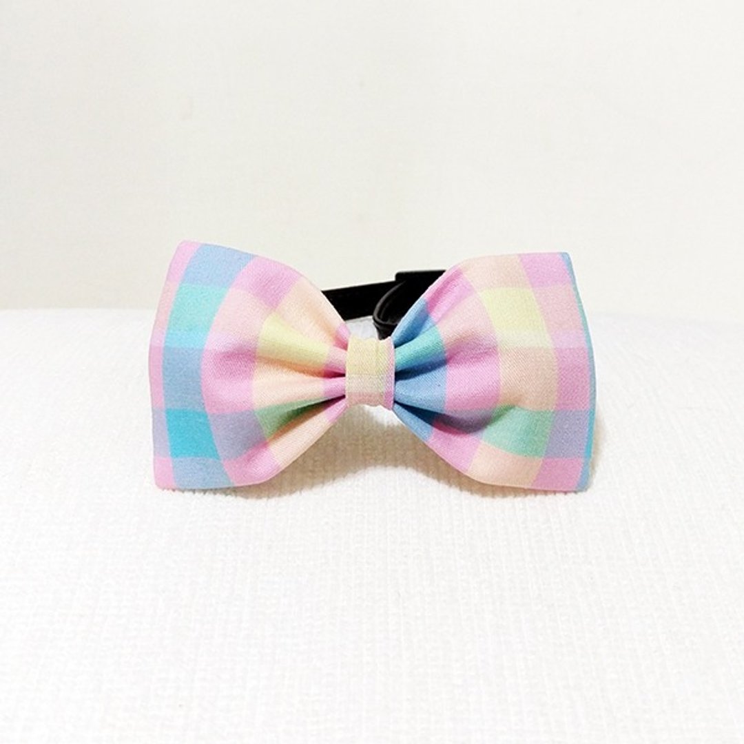 Ella Wang Design Bowtie 宠物 领结 蝴蝶结 猫 狗 格纹 格子 - 项圈/牵绳 - 棉 粉红色