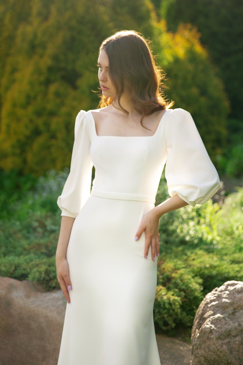 TILDA white dress wedding dress cocktail dress - 晚装/礼服 - 聚酯纤维 白色