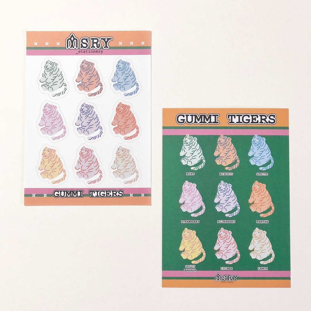 GUMMI TIGERS 家虎软糖贴纸 | DIY素材 - 贴纸 - 纸 多色