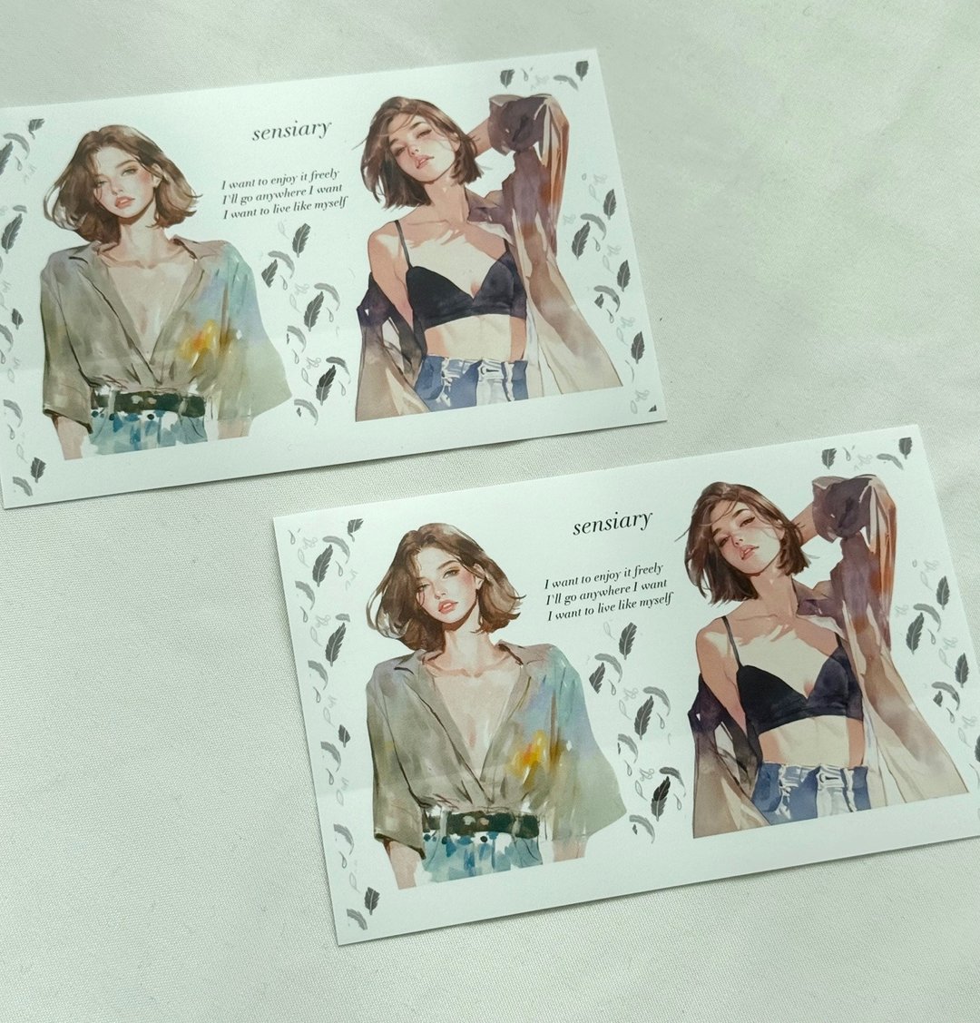 sensiary 城市女子插画贴纸组 5张入 - 卡片/明信片 - 纸 