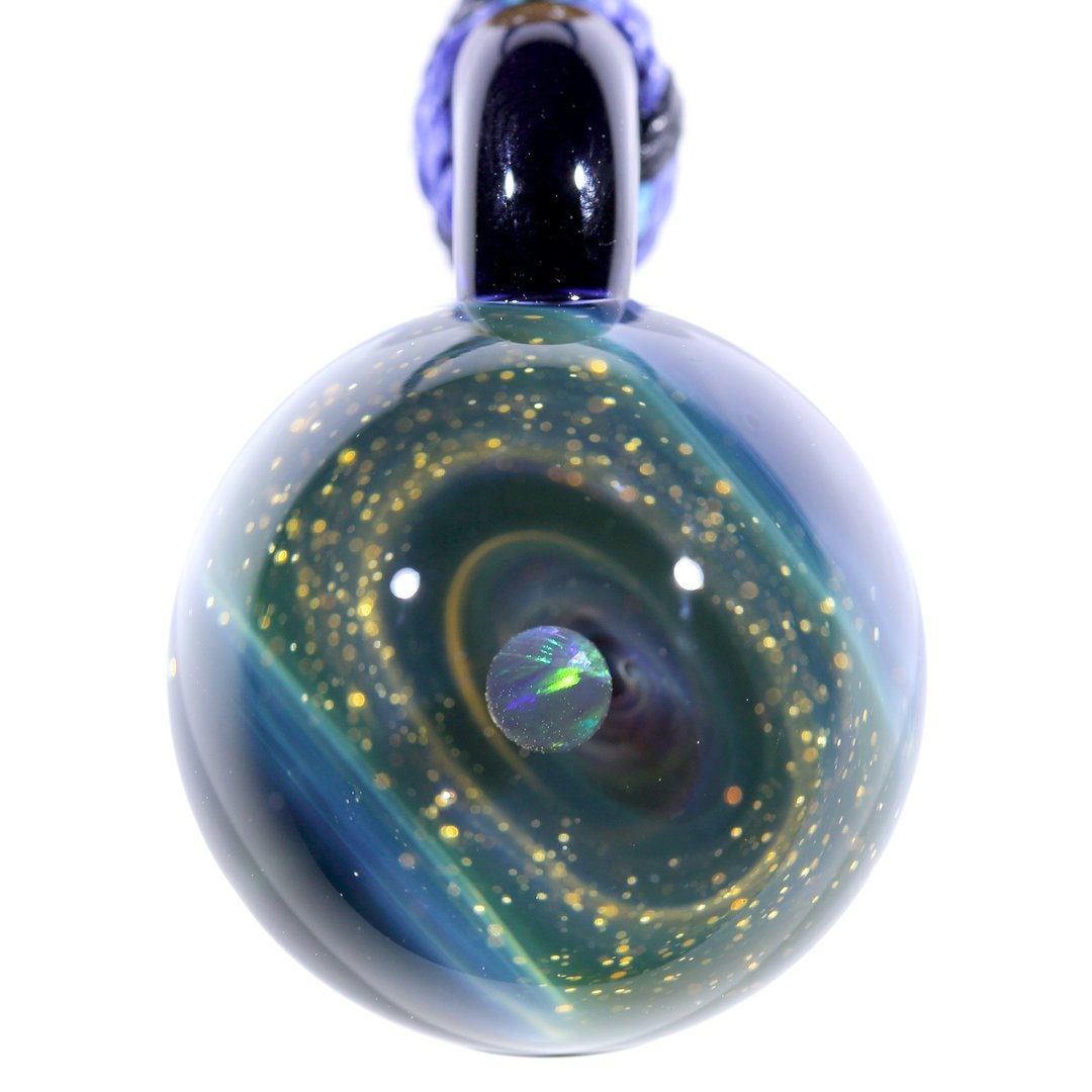 宇宙玻璃颈链吊坠 26mm no.162 - 颈链 - 玻璃 黑色