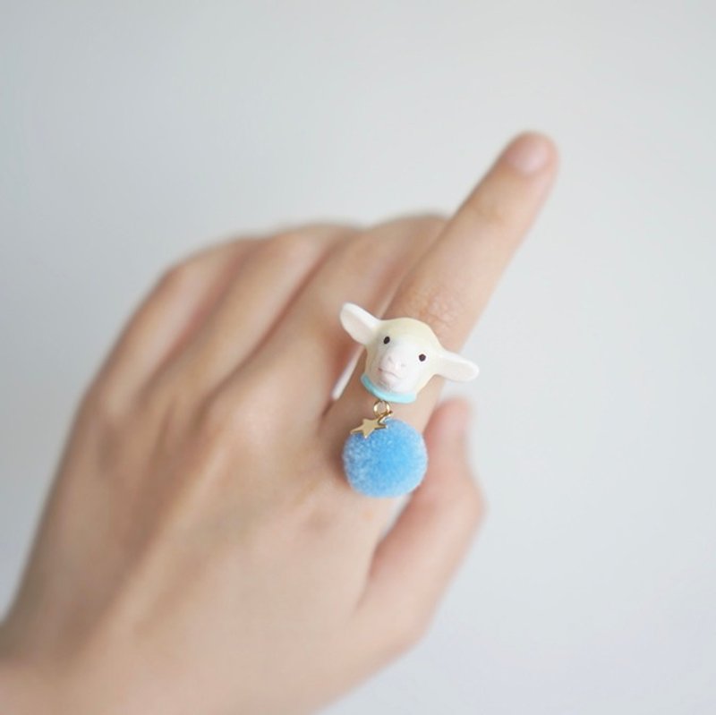 ［独角森林］绵羊毛球戒指 - 戒指 - 其他材质 