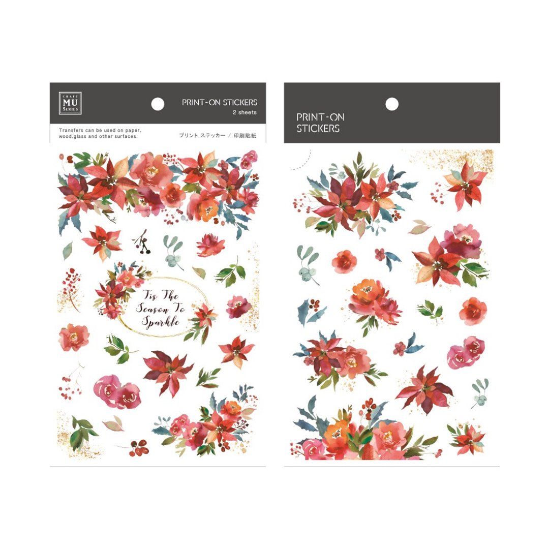 【Print-On Stickers 转印贴纸】no.152-暖红祝福 | 花草系列 - 贴纸 - 其他材质 多色