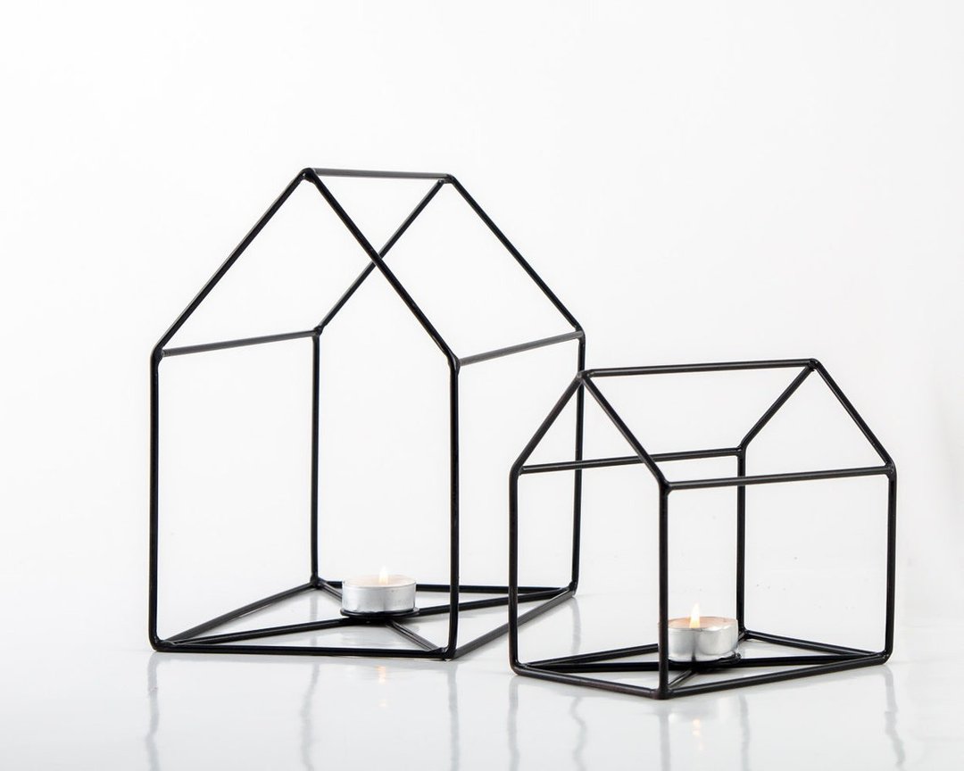 Wirehouse Candle Holders // Lanterns // Modern Farmhouse decor// FREE SHIPPING// - 蜡烛/烛台 - 其他金属 黑色