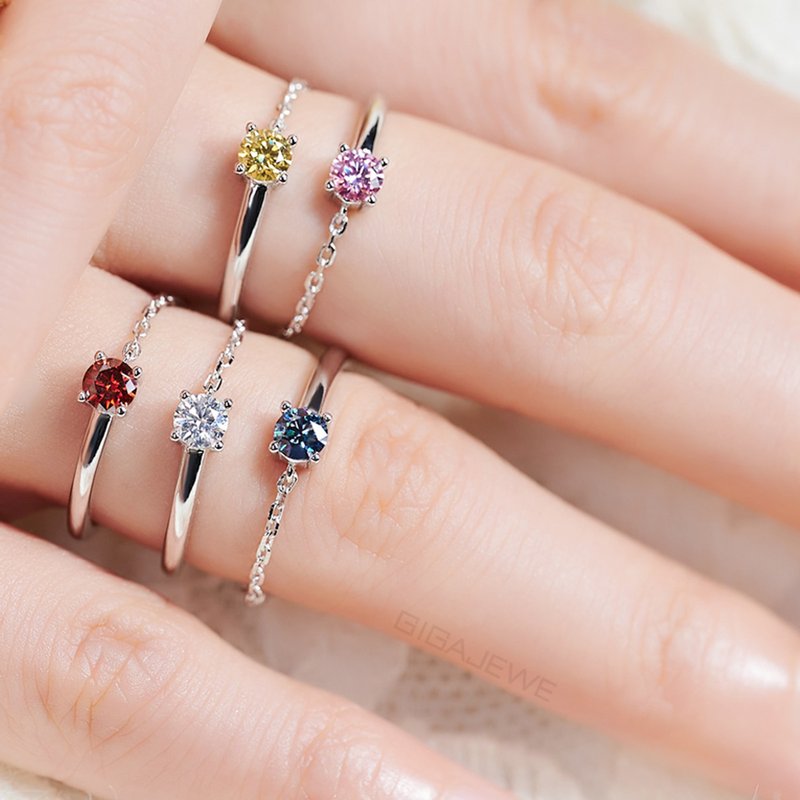 莫桑石0.3克拉戒指 S925银镀18K白金 莫桑钻戒指 时尚戒指 - 戒指 - 钻石 