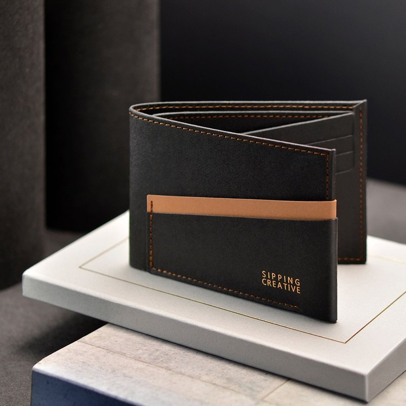 短夹| 3色可选【可加购雷雕刻字】实用圣诞礼物 - 皮夹/钱包 - 纸 黑色