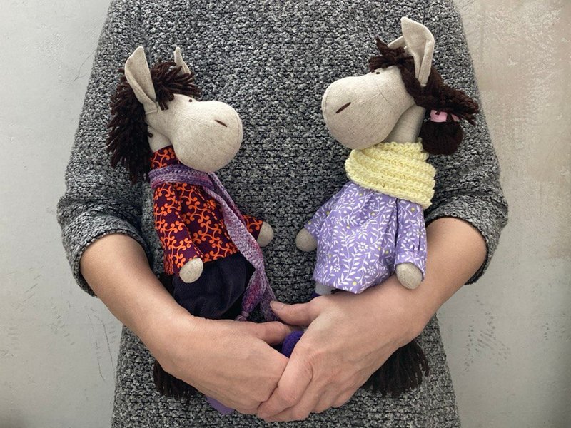 新年礼物，一对手工马儿 - 玩具/玩偶 - 亚麻 紫色