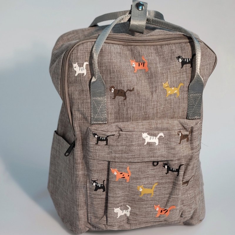 Cats Square Backpack - 后背包/双肩包 - 其他材质 灰色