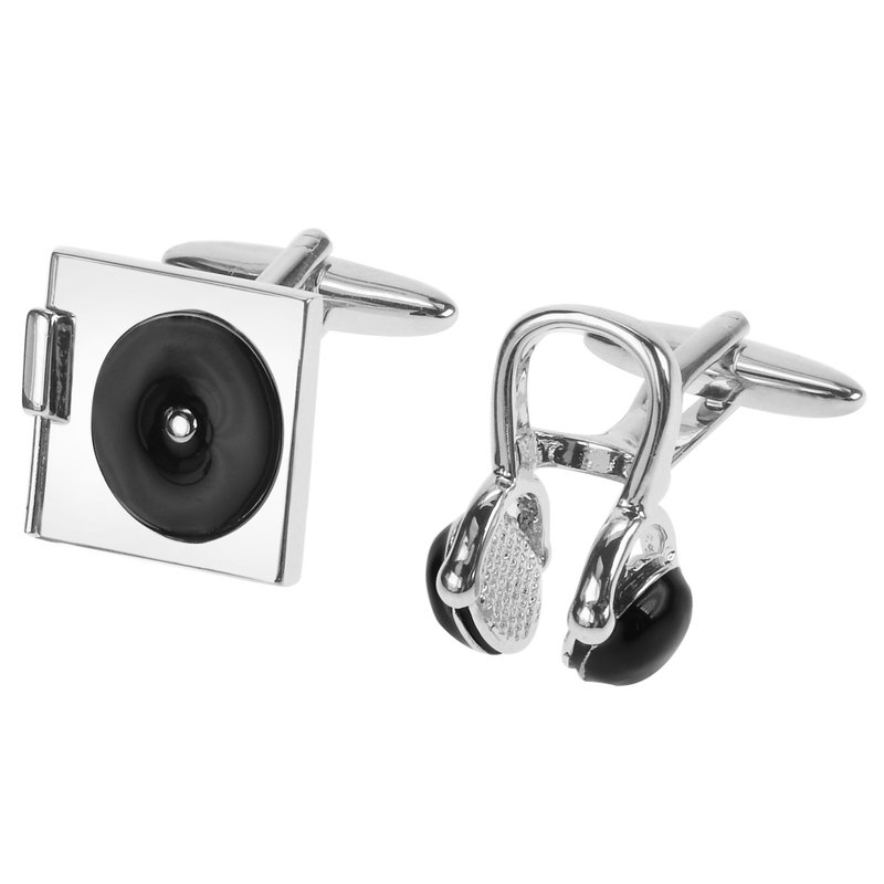 DJ 耳机唱盘袖扣 - 袖扣 - 其他金属 黑色