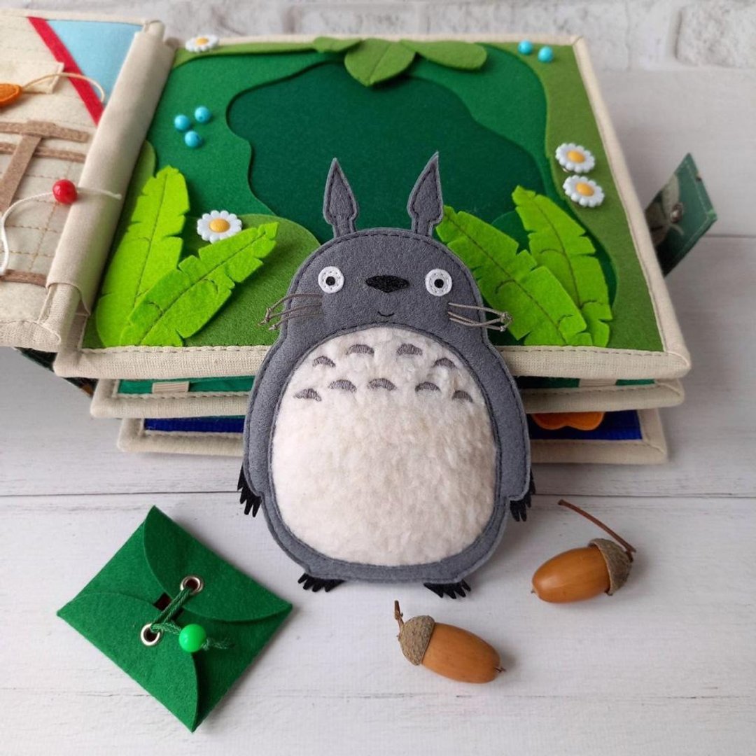 Handmade Felt Totoro Books for Kids and Collectors, Toddler  book activity toy - 玩具/玩偶 - 其他材质 绿色