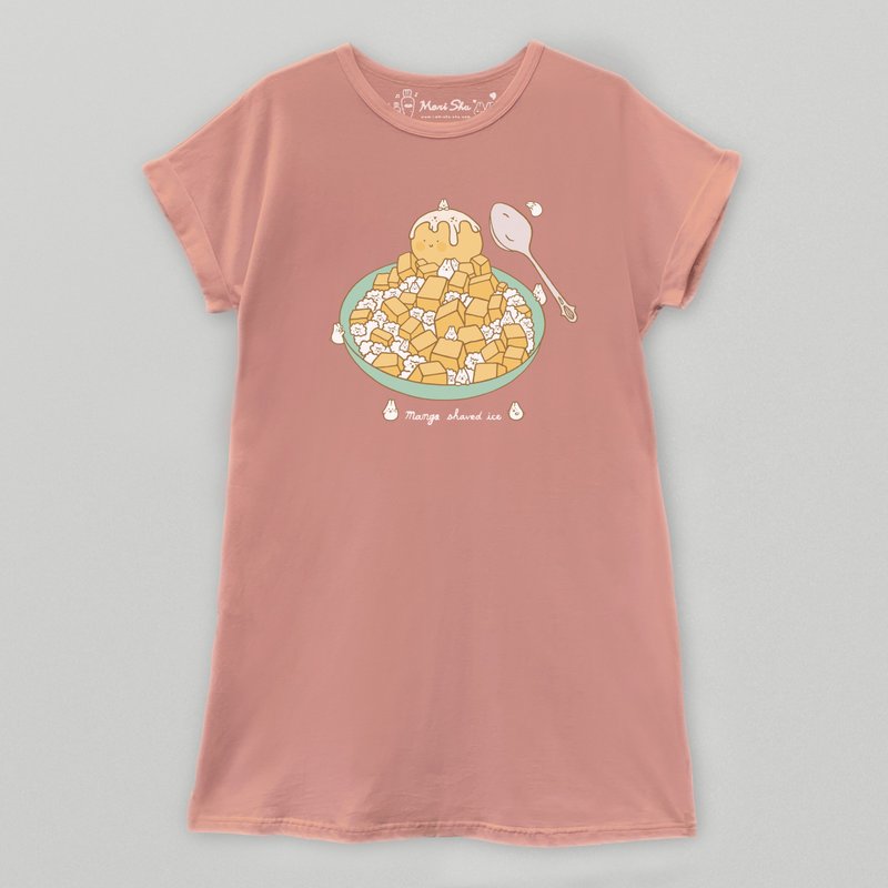 麻糬兔芒果冰-Dress连身口袋洋装 - 洋装/连衣裙 - 棉．麻 粉红色