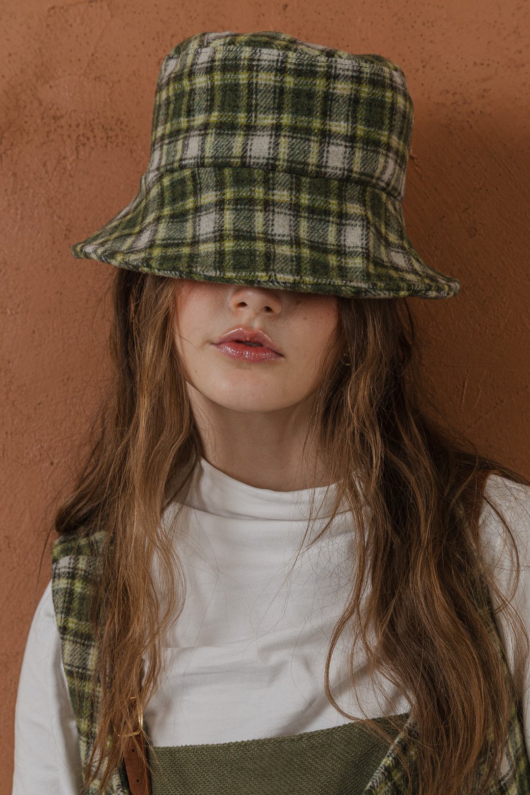 handmade wool checked hat 手作羊毛格纹钟形帽 - 帽子 - 羊毛 绿色