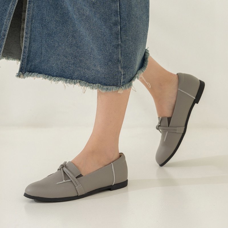 义式小领结芭蕾舞鞋-卡布 - 女款牛津鞋/乐福鞋 - 真皮 灰色