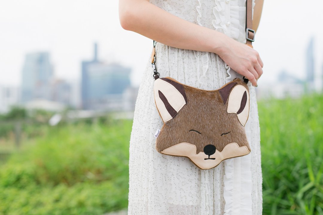 Redfox side bag / fox handbag with free tote bag /狐狸侧袋 - 手提包/手提袋 - 聚酯纤维 卡其色