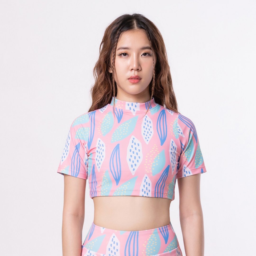 花朵短款 T 恤 - 女装泳衣/比基尼 - 其他材质 