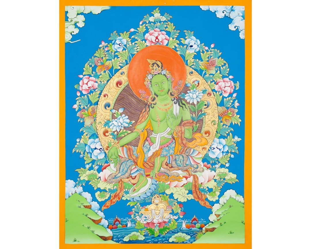 绿度母的神圣女性能量 以传统技艺制作 - 墙贴/壁贴 - 其他材质 多色