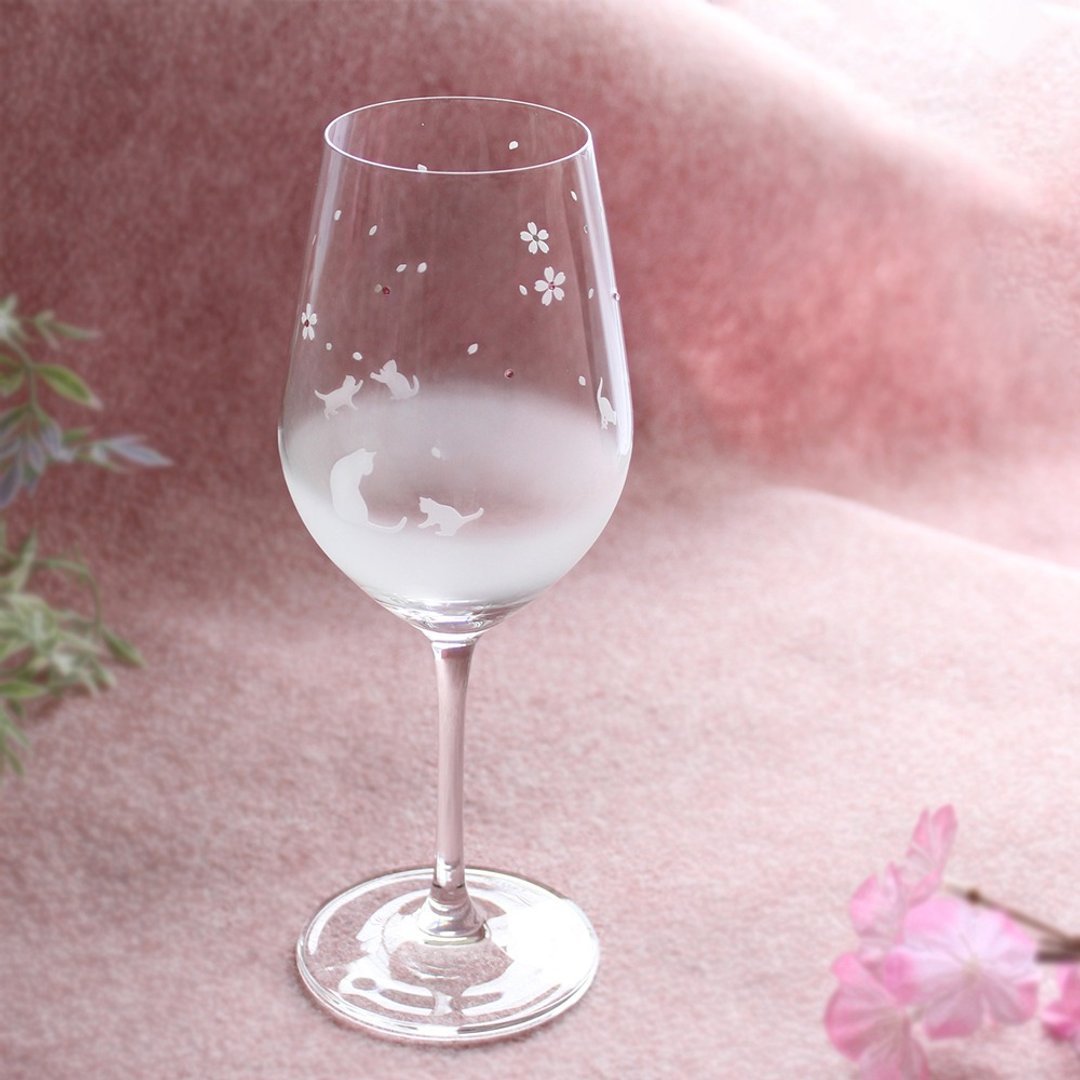 【樱花季 / 葡萄酒杯】猫咪主题葡萄酒杯 - 玻璃杯 - 玻璃 透明