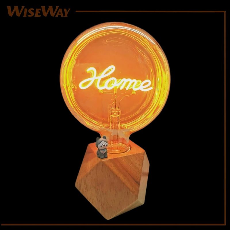 实木菱形台灯HOME字母扁灯泡小猫套装 - 灯具/灯饰 - 玻璃 