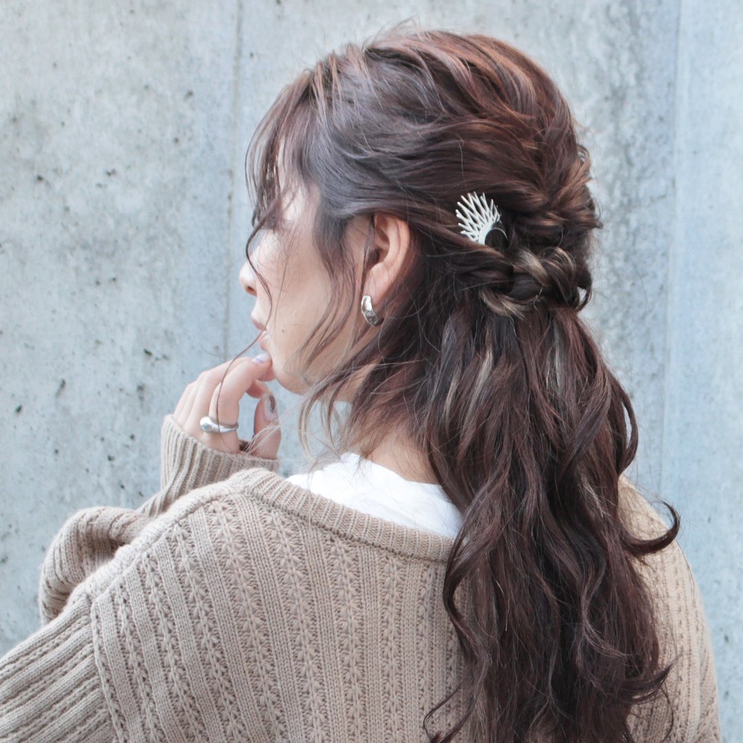 KANZASHI Hair pin 【Aquarium / Coral】 - 发饰 - 其他金属 银色