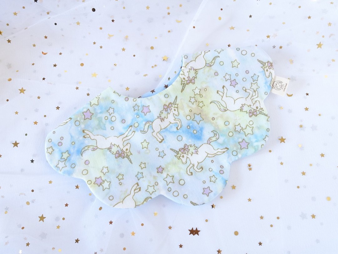 婴儿波浪形 围兜口水巾口水肩 - 独角兽 蓝色 - 围嘴/口水巾 - 棉 