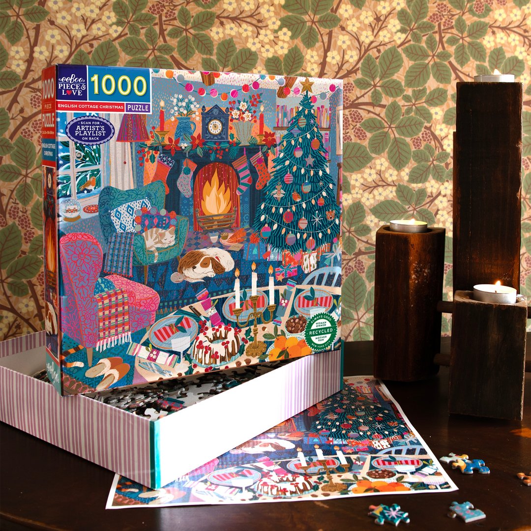 eeBoo1000片拼图-英国圣诞小屋English Cottage Christmas(圣诞节 - 拼图 - 纸 多色