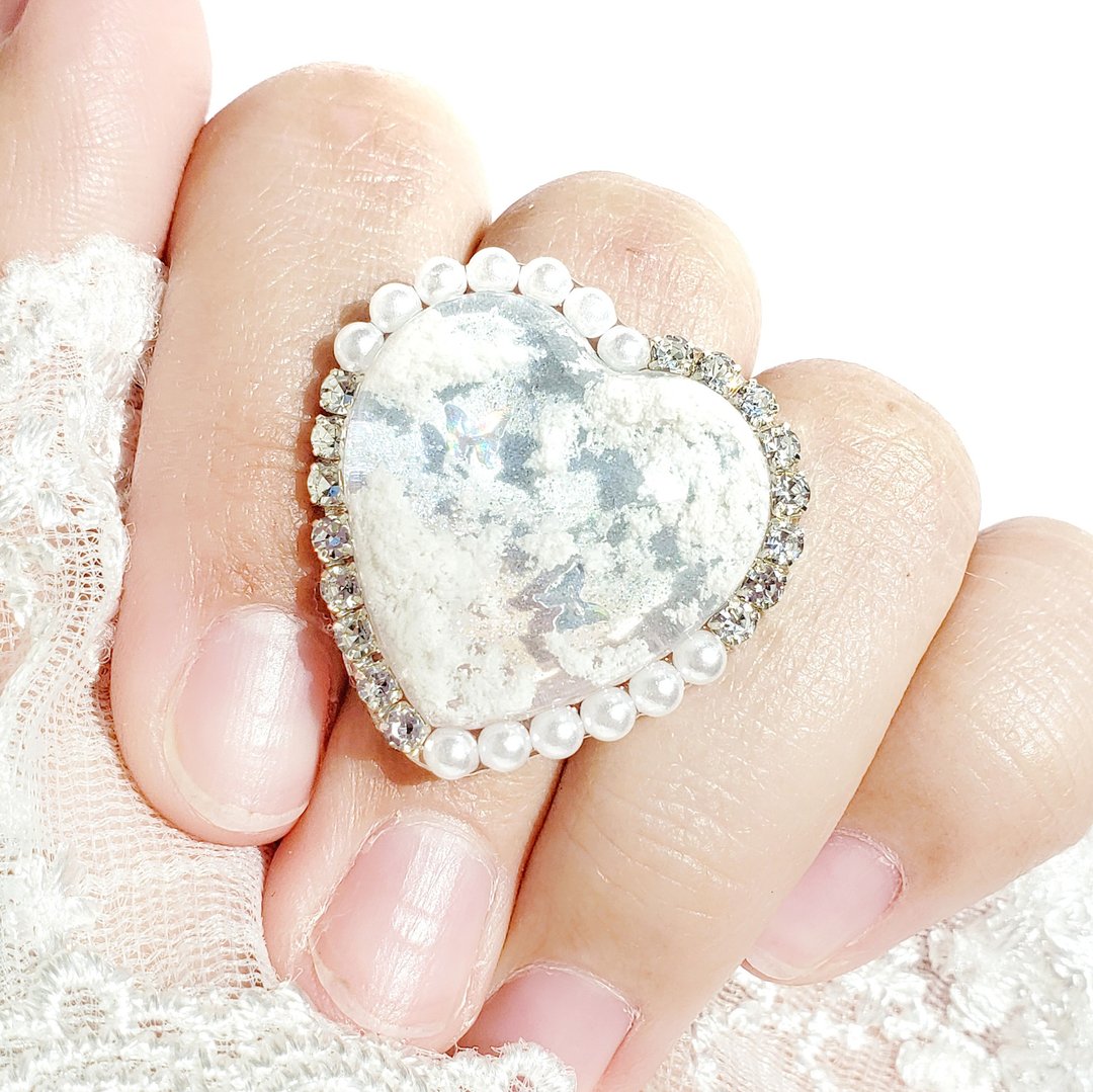 Ring Yume Sora Heart Free Size - 戒指 - 树脂 粉红色