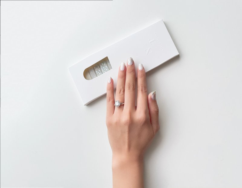 凝胶甲贴 独家设计款 ND03 白纱 I Do white - 指甲油/指甲贴 - 纸 白色