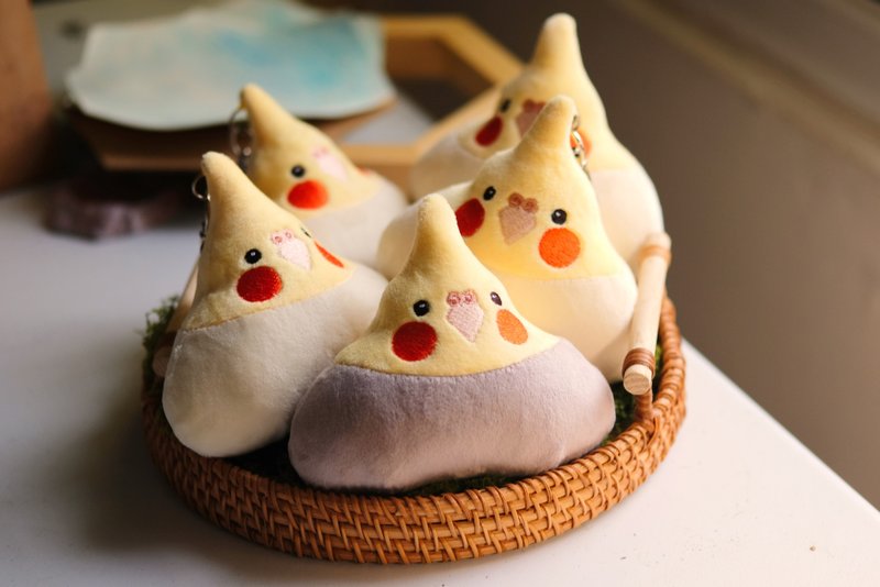 蒜头鸡娃娃 玄凤鹦鹉 玄凤鹦鹉 吊饰 绒毛娃娃 鸟奴 鸟控 钥匙圈 - 玩偶/公仔 - 其他材质 黄色