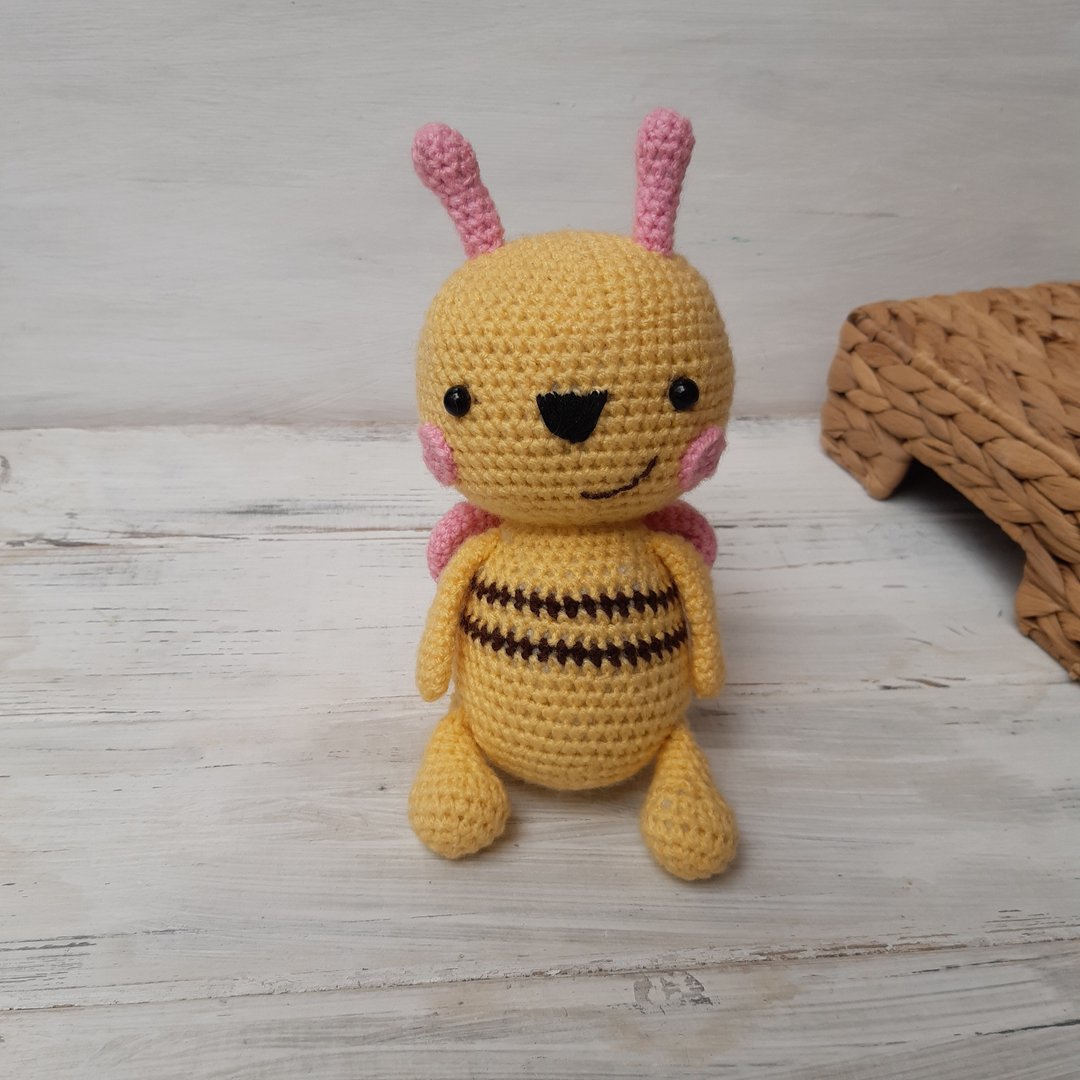 手工钩针有趣的蜜蜂毛绒玩具动物毛绒玩具 Amigurumi 针织礼品 - 玩具/玩偶 - 压克力 黄色