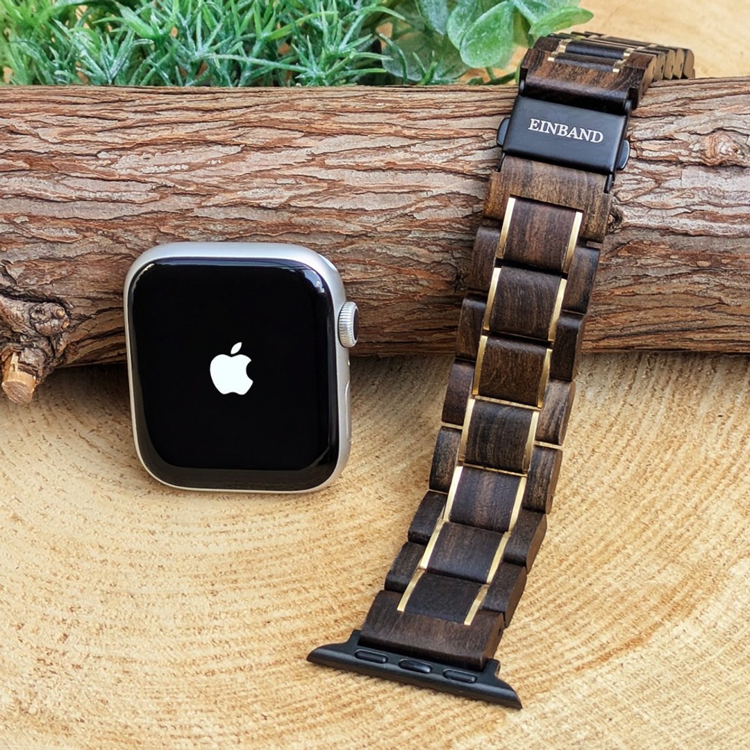 【天然木质表带】EINBAND Apple Watch 20mm【檀木x金色】 - 女表 - 木头 咖啡色