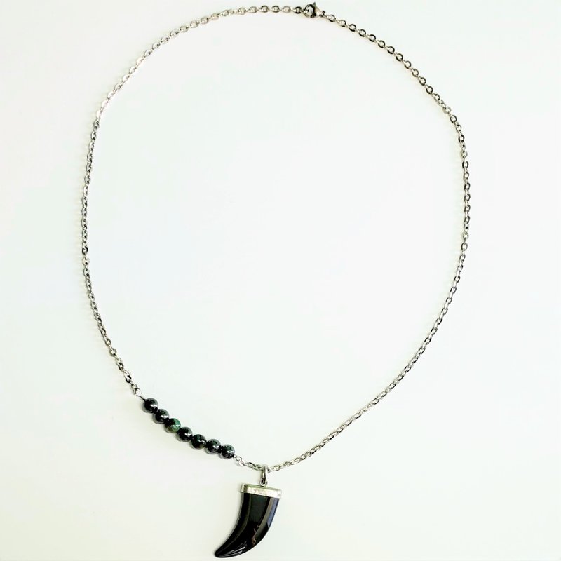 天然祖母绿赤铁矿项链( 狼牙刀吊坠) (附电子证书) - 项链 - 宝石 