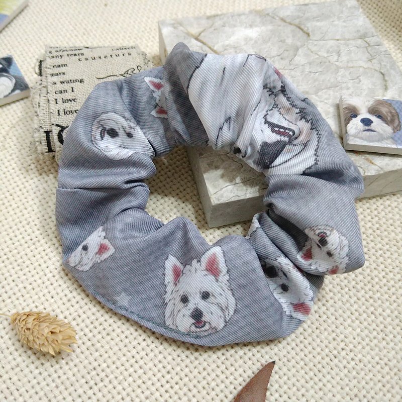 深灰底-大肠发圈_西高地白梗_马尾发带 - 发饰 - 聚酯纤维 