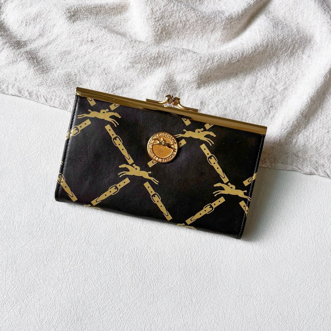 Vintage Longchamp 咖啡色老花口金零钱包 - 零钱包 - 真皮 多色