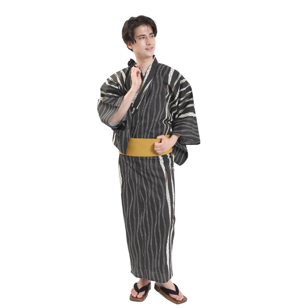 日本 和服 男士 绵 浴衣 腰封 2 件 套组  S M L Z32-11A - 其他 - 棉 白色