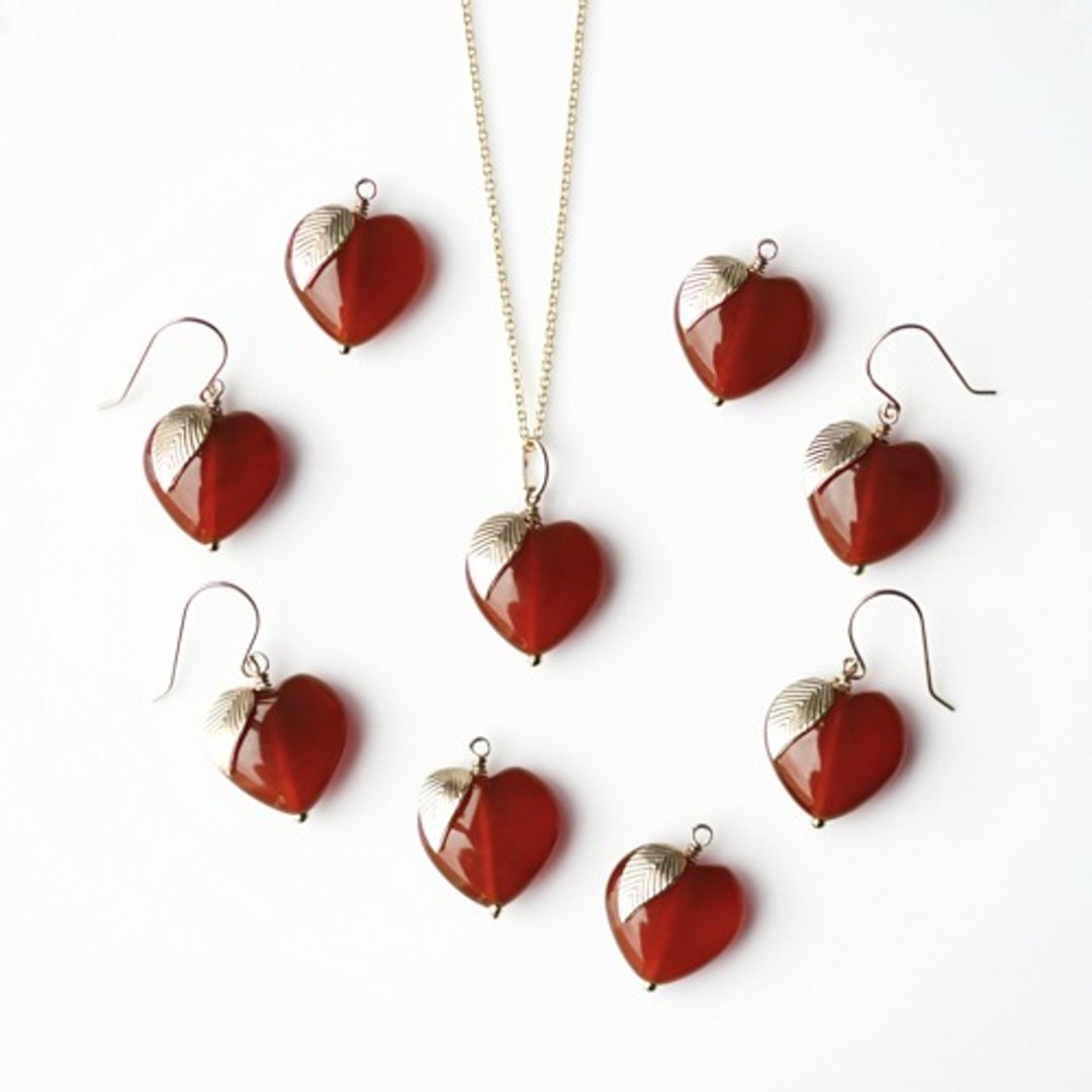 Eve's apple, red agate necklace - 项链 - 宝石 红色