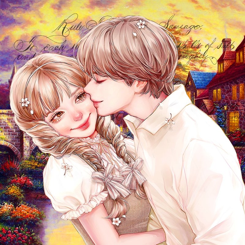 可爱的情侣（4色） - 贴纸 - 纸 