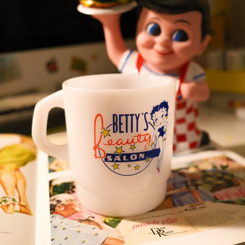 Fire King 平替 复古美式广告 牛奶杯 马克杯- Betty 白色 - 其他杯子 - 塑料 白色