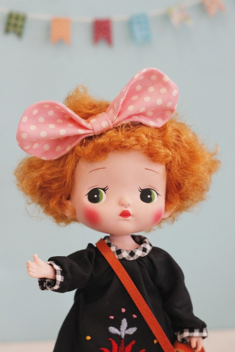 Holala尺寸手工粉红点点蝴蝶结头饰 - 发饰 - 真皮 粉红色