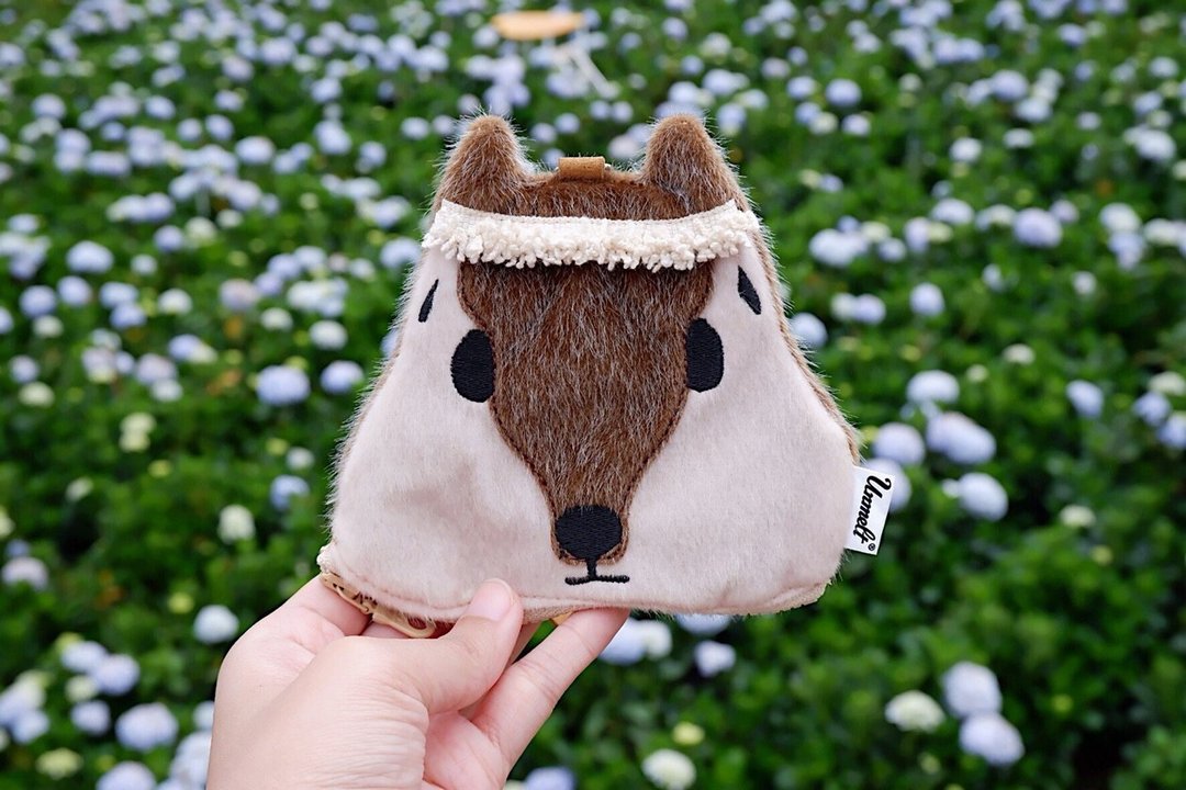 Squirrel female multi-functional animal pouch  / card holder&key keeper squirre - 皮夹/钱包 - 聚酯纤维 卡其色