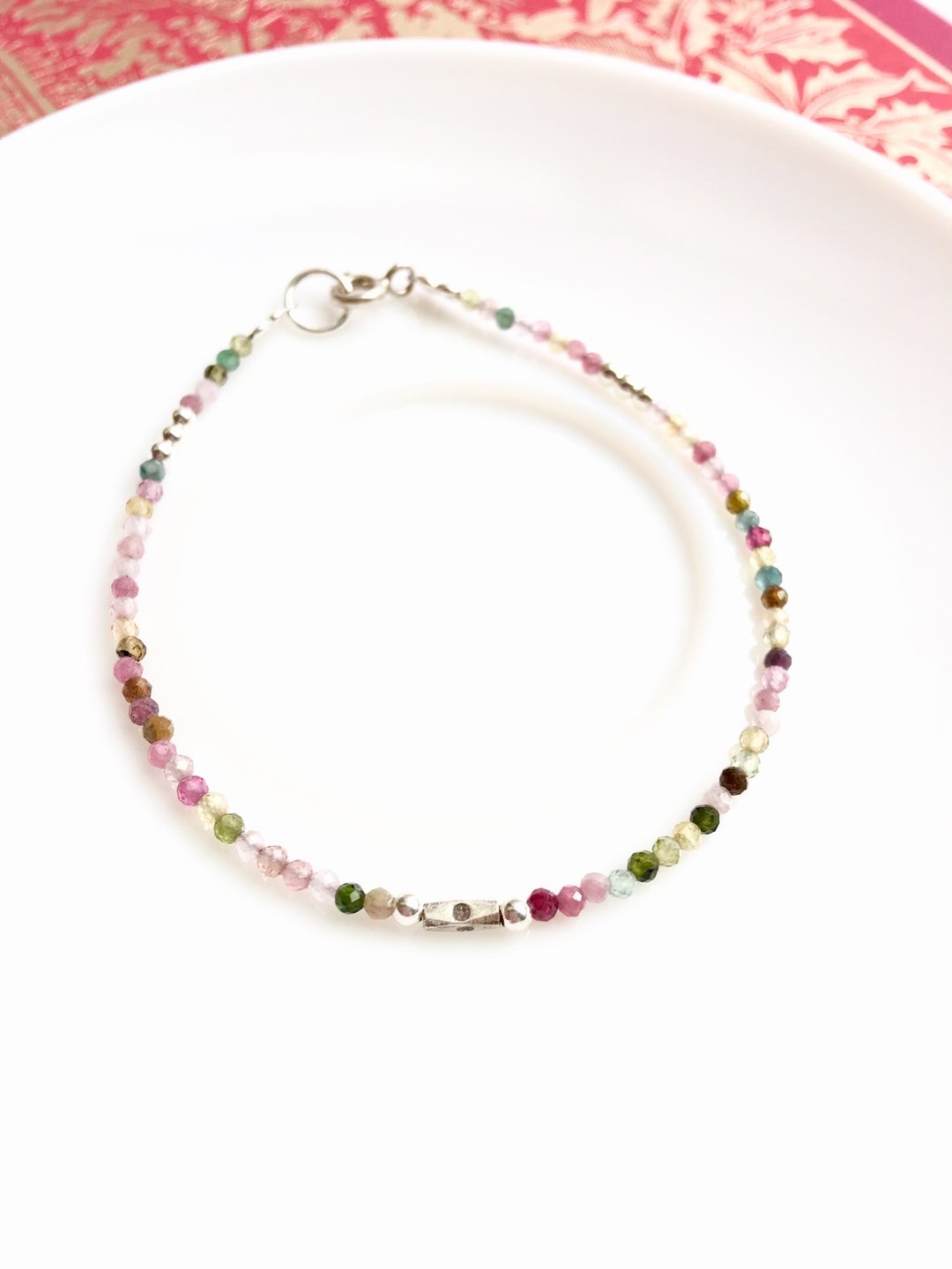 Ops Tourmaline Gemstone Silver- 碧玺/糖果/彩色/幸运/纯银 - 手链/手环 - 宝石 多色