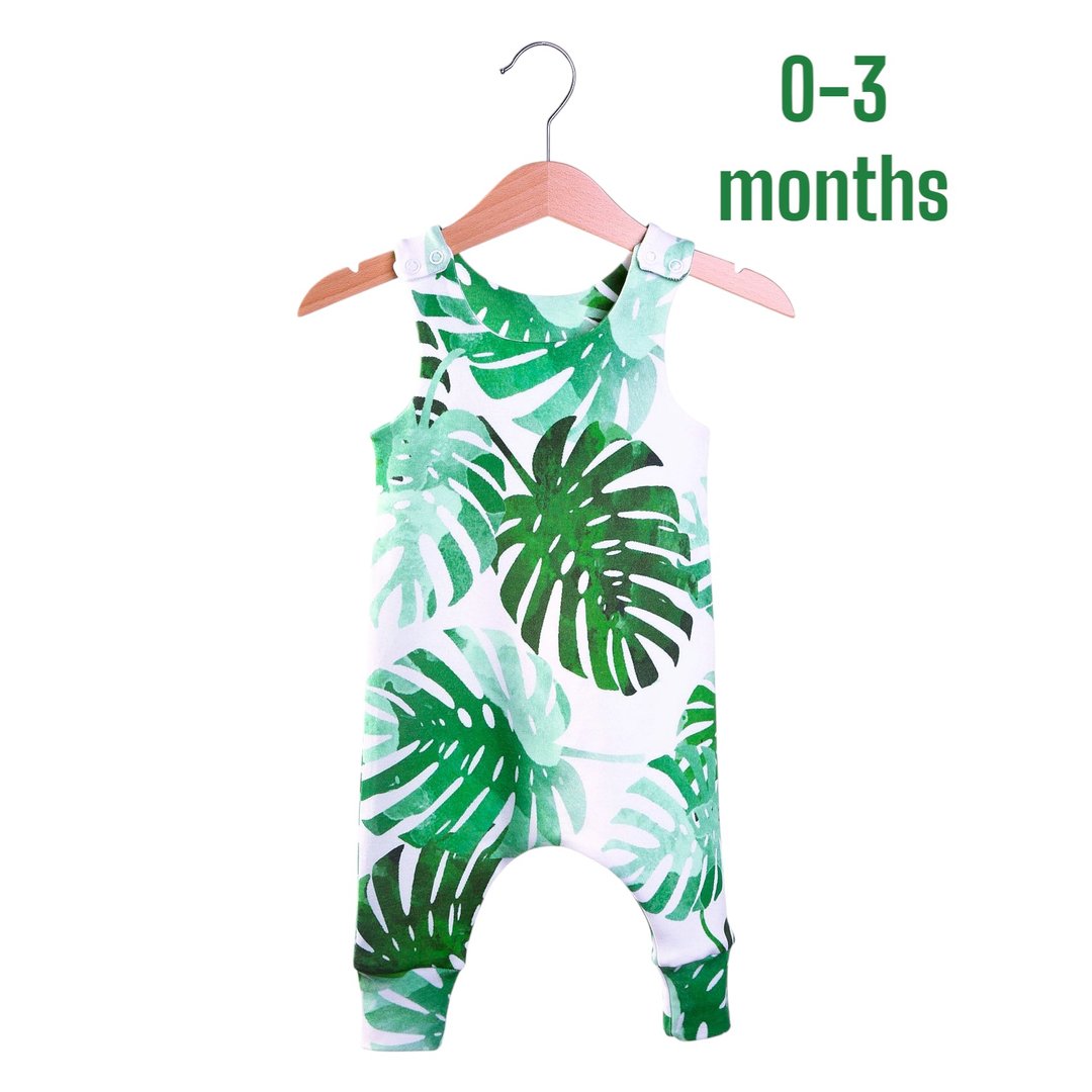 Monstera baby romper, baby boy romper, baby girl romper, baby overalls - 包屁衣/连体衣 - 棉 多色