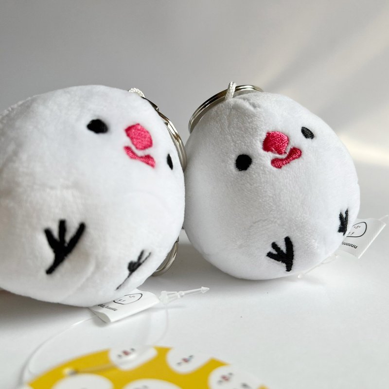 文鳥絨毛鑰匙圈 - 玩偶/公仔 - 尼龙 白色